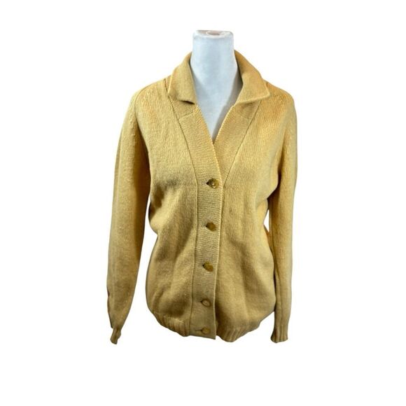 Vintage Peter Scott Shetland Wool Ladies‎ Cardigan Light Yellow Size Medium - Picture 3 of 10